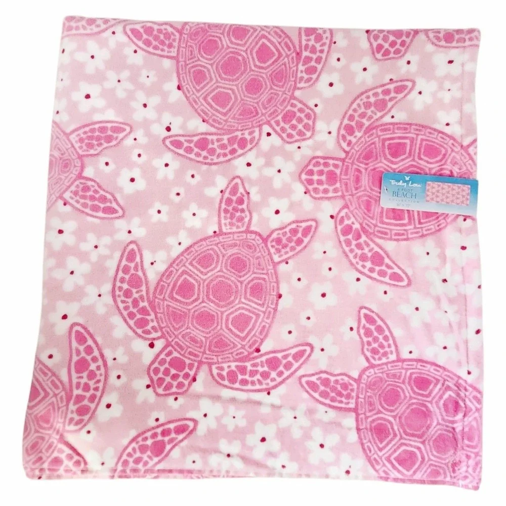 Truly Lou Collection Oversize Cotton Spa Pool Beach Towel Turtle Pink 36x72in
